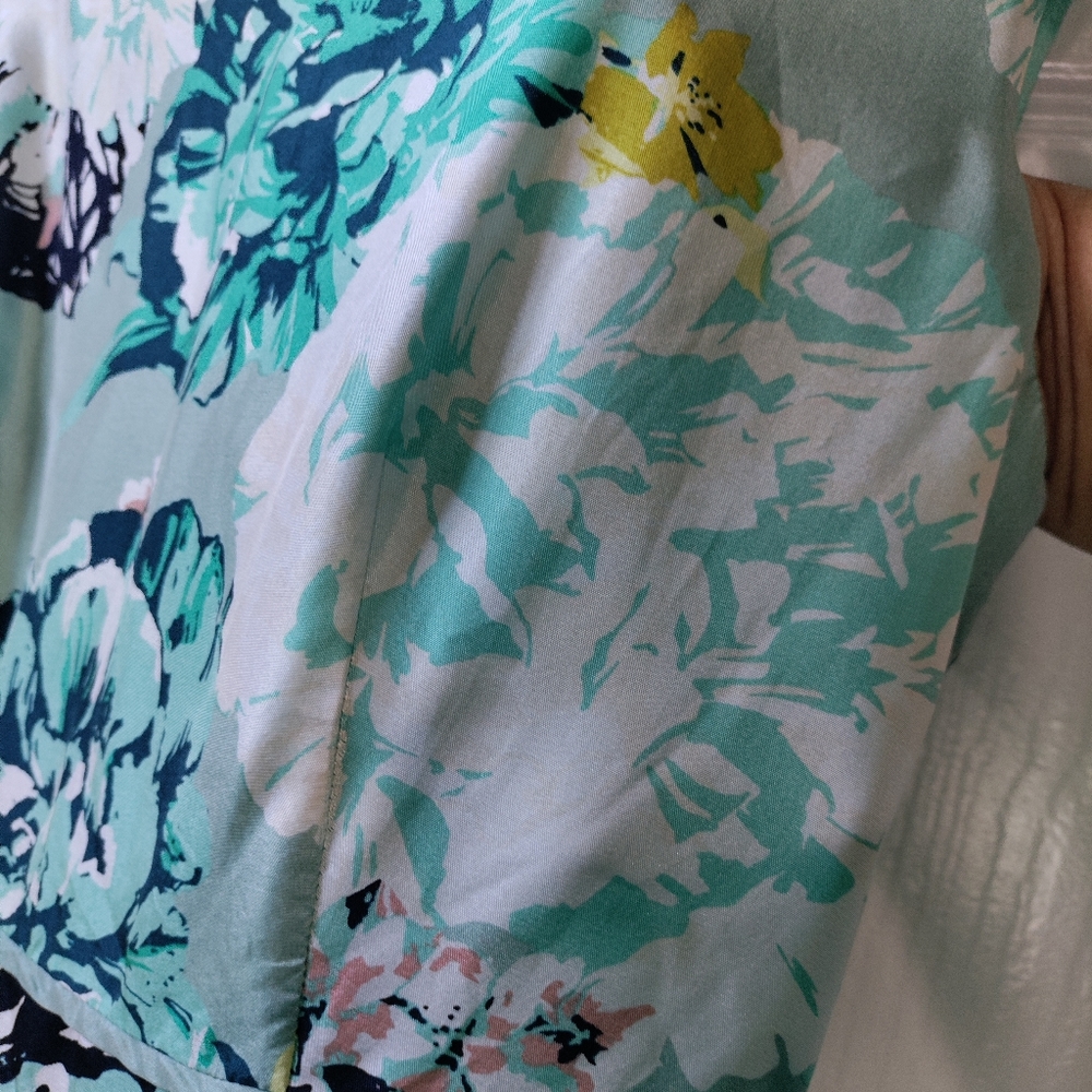 J. Crew teal floral 100% silk dress women's size 6 - Picture 4 of 8